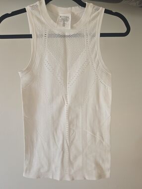 Athleta Cream Mesh-Detail Ribbed Tank Top